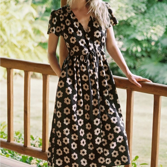 Christy Dawn Black Noir Floral Black and Cream Dress - Picture 1 of 6